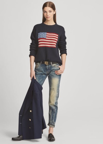 Suéter Ralph Lauren Flag Cashmere Crewneck Mulher 26085-BKDR